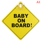 1PC Baby On Board Sign with Suction Cup Car Window Yellow REFLECTIVE Warning Sign 12CM Safe Driving Accesorios