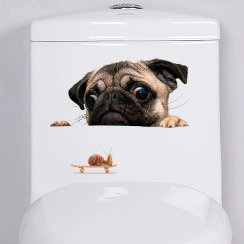 3D Pug Snail Car Sticker Pug Dogs Snail Car Sticker Cartoon Car Styling Wall Home Glass Window Door Laptop Truck Vinyl Decals