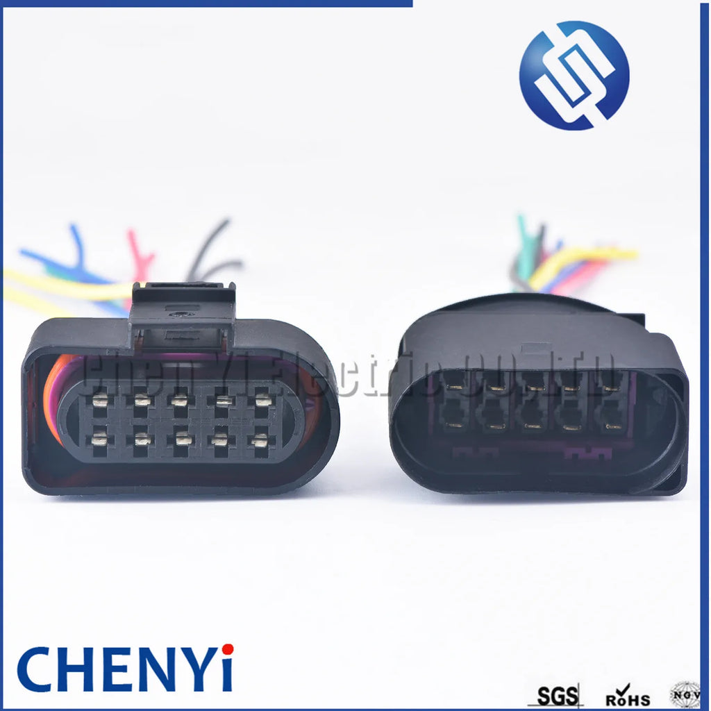 10 Pin 3.5mm Auto waterproof connector 1J0973735 Temp Sensor Plug Deflation Valve halogen headlights Plug 6R0973735 with wire