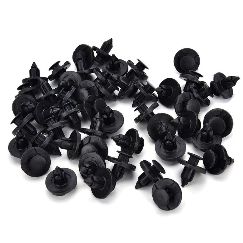 50Pcs Car Fastener fit 8mm Dia Hole Black Push Retainer Rivets Clips for Automobile Door Bumper Fender Cover Trim Clip Wholesale