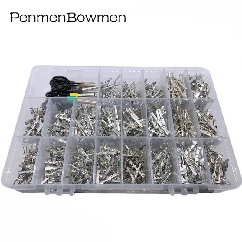 1050 Pcs Car Electrical Wire Terminal 1/1.5/1.8/2.2/2.8/3.5mm Electric Connector Plug Removal Male Female Crimp Auto Plug Pins