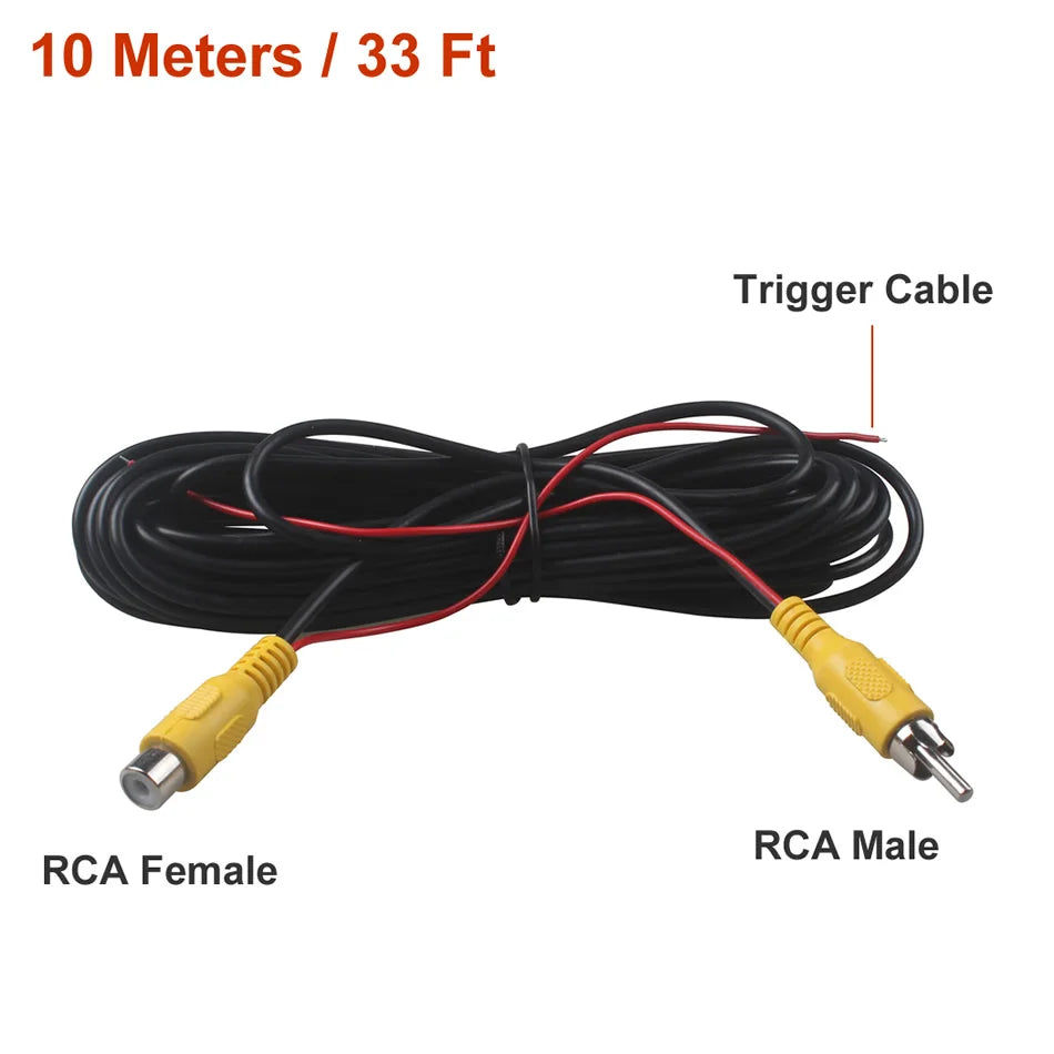 RCA Male Female Car Reverse Rear View Parking Camera Video Extension Cable Cord with Trigger Wire 5 10 15 20 Meters