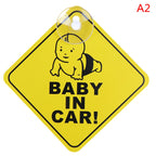 1PC Baby On Board Sign with Suction Cup Car Window Yellow REFLECTIVE Warning Sign 12CM Safe Driving Accesorios