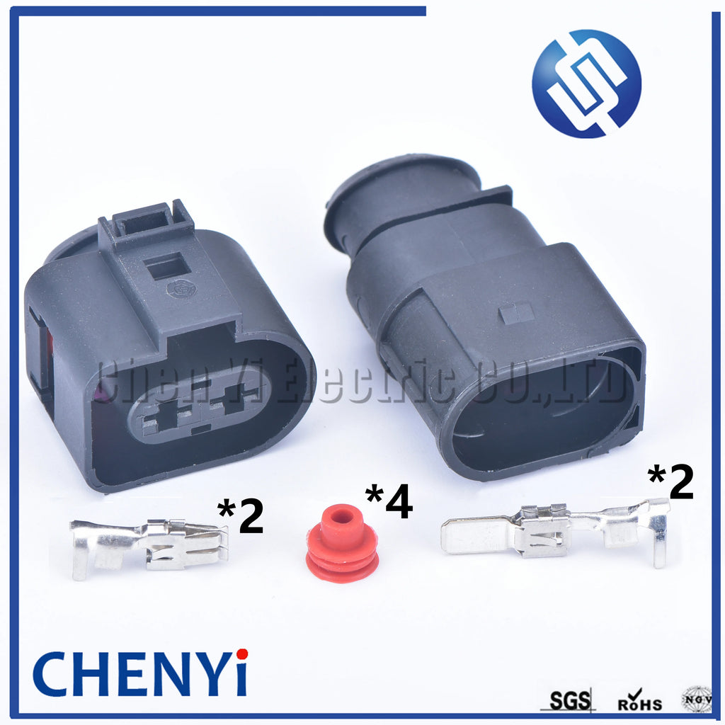 2 Pin 6.3mm Automotive waterproof connector Electronic fan harness plug 1J0973752 1J0973852 1J0 973 752 1J0 973 852