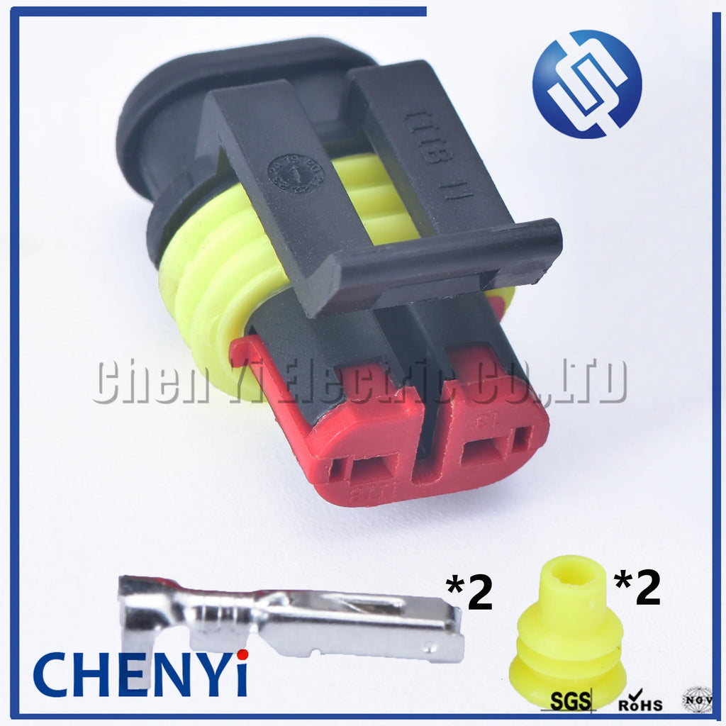 5 sets 2 Pin way Female or Male SuperSealed 282104-1 282080-1 Waterproof Electrical Automotive Connector Plug For car