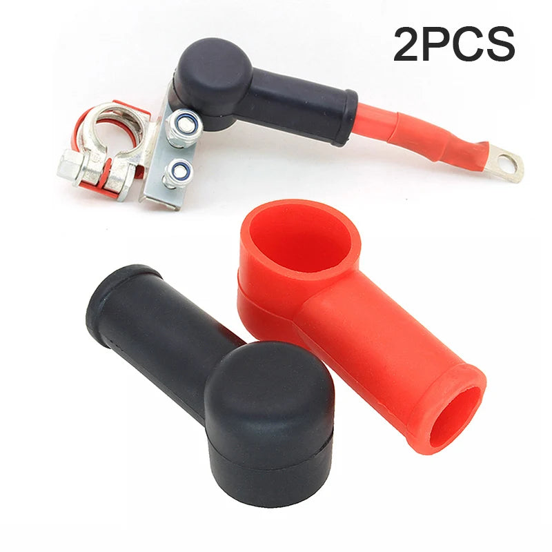 2pcs Rubber Car Motorcycles Battery Negative Positive Terminal Cover Cap Boot Insulating Protector Replacement Batteries