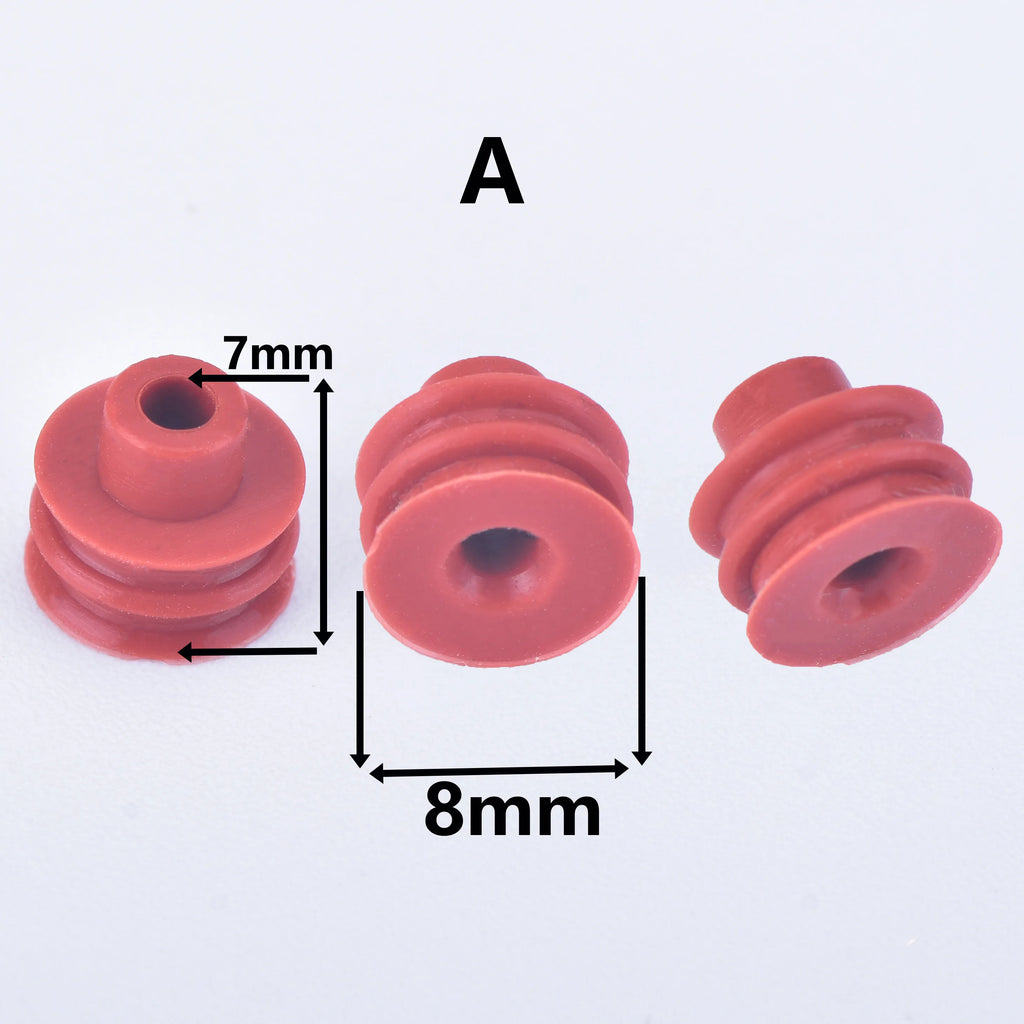 100 Pcs 0.6/1/1.5/1.8/3.5/6.3/9.5mm car wire connector waterproof ring circle rubber seal hollow plug silicone sheath cap