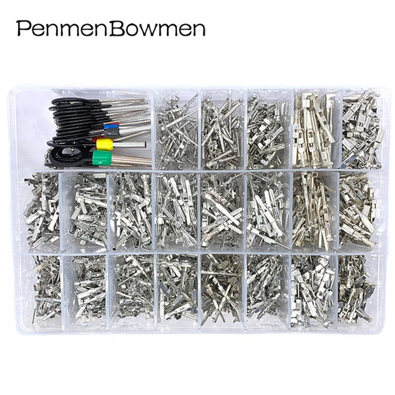 1050 Pcs Car Electrical Wire Terminal 1/1.5/1.8/2.2/2.8/3.5mm Electric Connector Plug Removal Male Female Crimp Auto Plug Pins