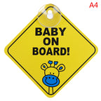 1PC Baby On Board Sign with Suction Cup Car Window Yellow REFLECTIVE Warning Sign 12CM Safe Driving Accesorios