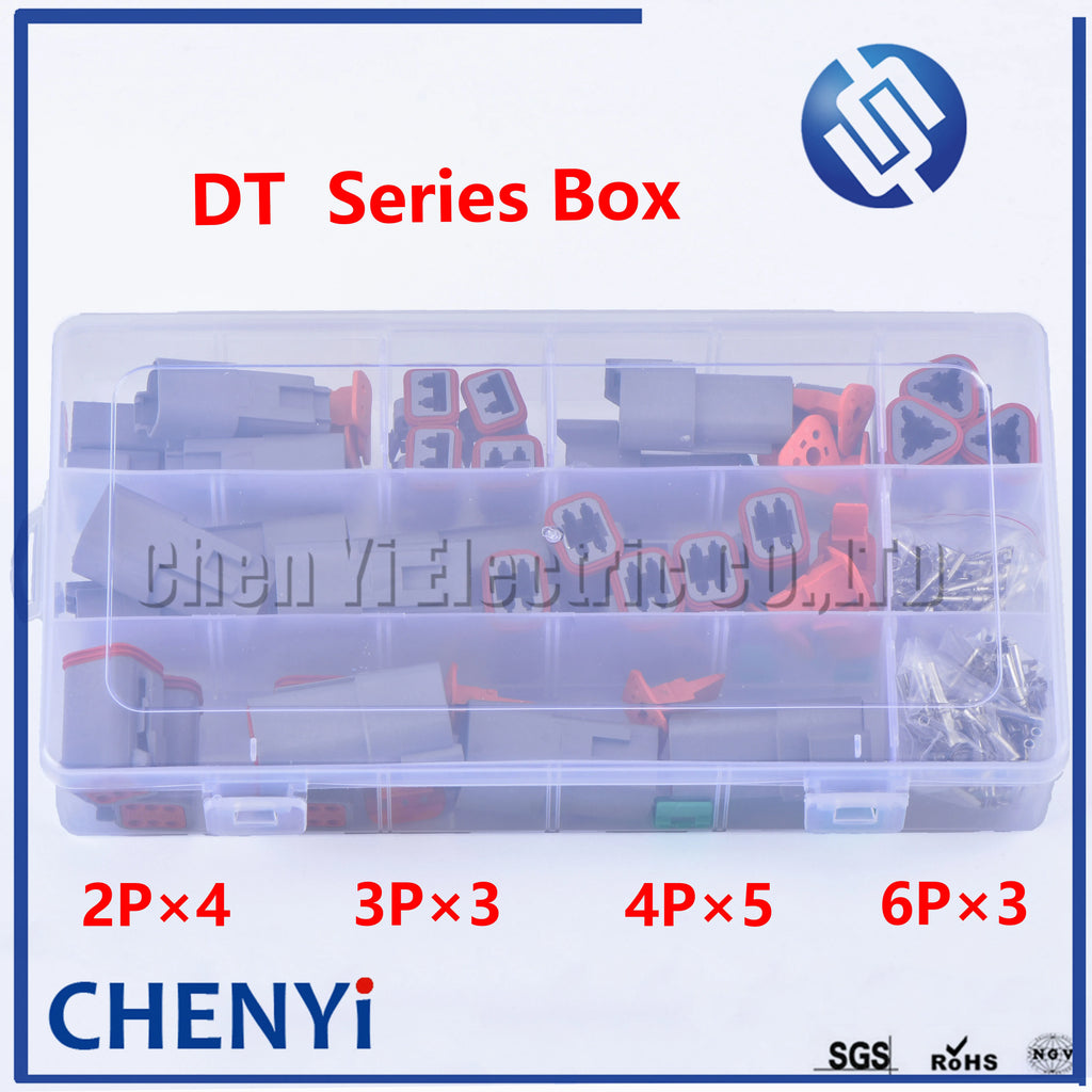 250 Pcs Deutsch DT series Automotive Waterproof Wire Connector Kit DT06-2/3/4/6S DT04-2/3/4/6P Sealed Plug with pins box