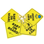 1PC Baby On Board Sign with Suction Cup Car Window Yellow REFLECTIVE Warning Sign 12CM Safe Driving Accesorios