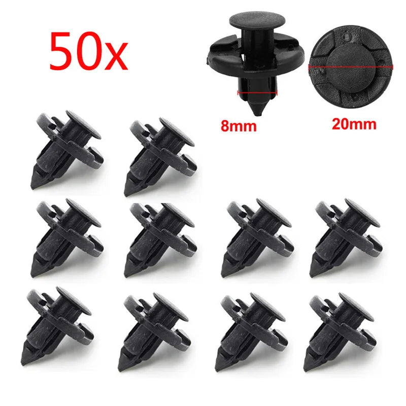50Pcs Car Fastener fit 8mm Dia Hole Black Push Retainer Rivets Clips for Automobile Door Bumper Fender Cover Trim Clip Wholesale