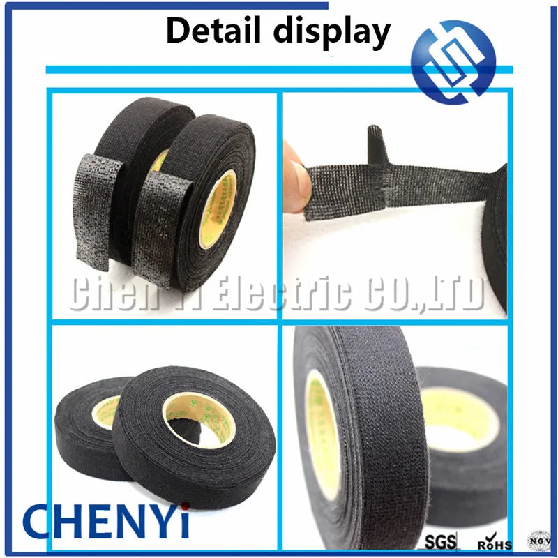 15M*25mm 15M*19mm Dustproof Heat-resistant Wiring Harness Tape Looms Wiring Harness Cloth Fabric Tapes Adhesive Cable Protection
