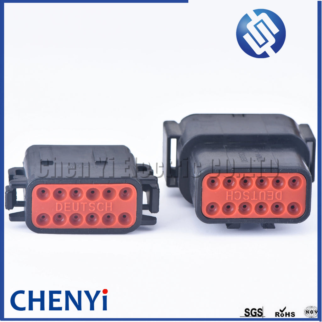 Black 12 Pin Sealed waterproof connector DTM06-12SB DTM04-12PB Automotive Connector Heavy Truck Wiring Harness Plug For Deutsch