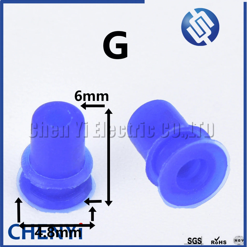 100 Pcs 0.6/1/1.5/1.8/3.5/6.3/9.5mm car wire connector waterproof ring circle rubber seal hollow plug silicone sheath cap