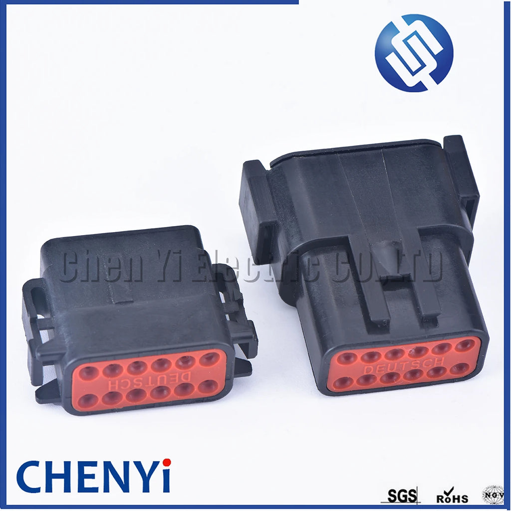 Black 12 Pin Sealed waterproof connector DTM06-12SB DTM04-12PB Automotive Connector Heavy Truck Wiring Harness Plug For Deutsch