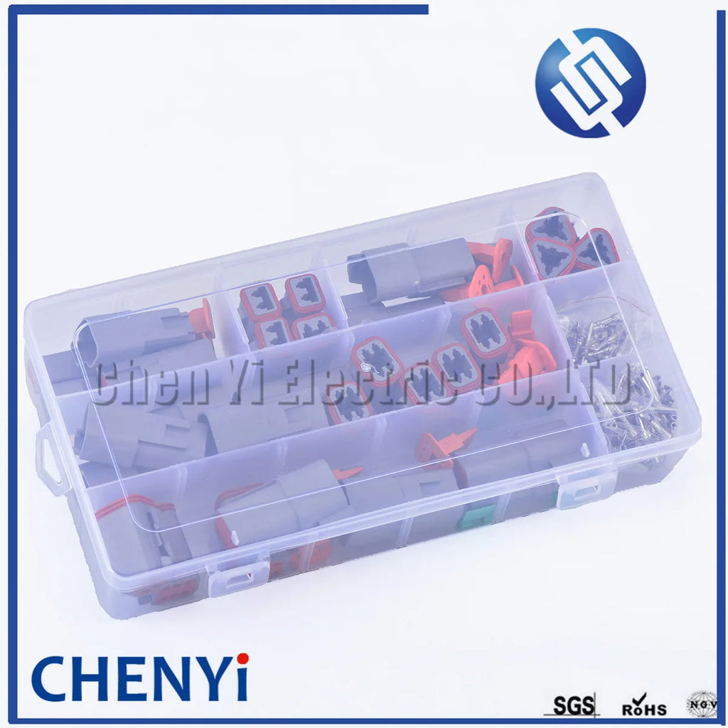 250 Pcs Deutsch DT series Automotive Waterproof Wire Connector Kit DT06-2/3/4/6S DT04-2/3/4/6P Sealed Plug with pins box