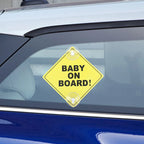 1PC Baby On Board Sign with Suction Cup Car Window Yellow REFLECTIVE Warning Sign 12CM Safe Driving Accesorios