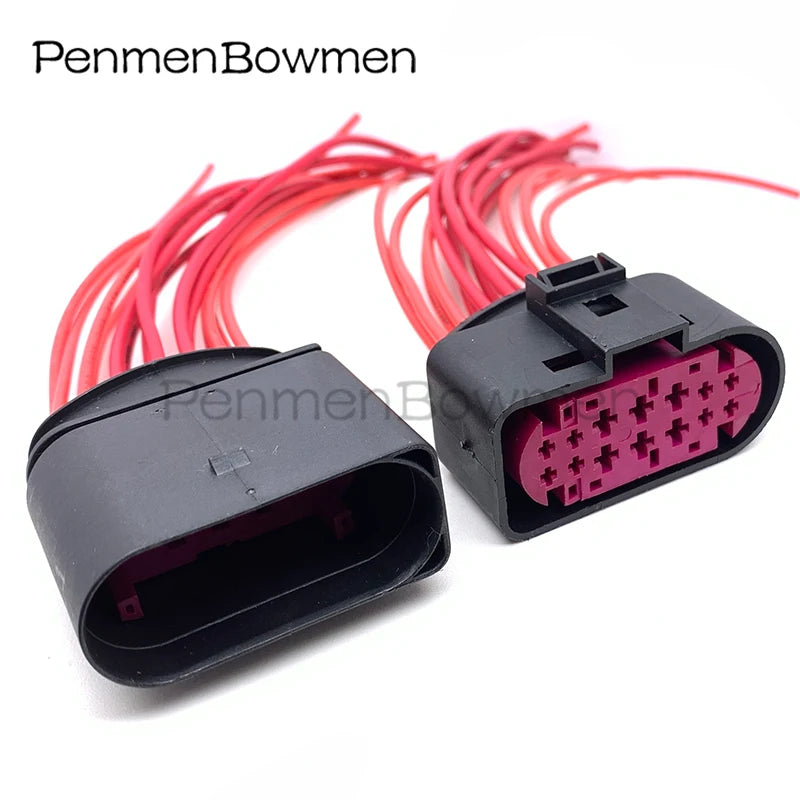 1 Set 14 Pin Car Xenon Headlights Lamp Socket Electrical Cable Connectors Waterproof Female Male Wire Harness Plug 1J0973737