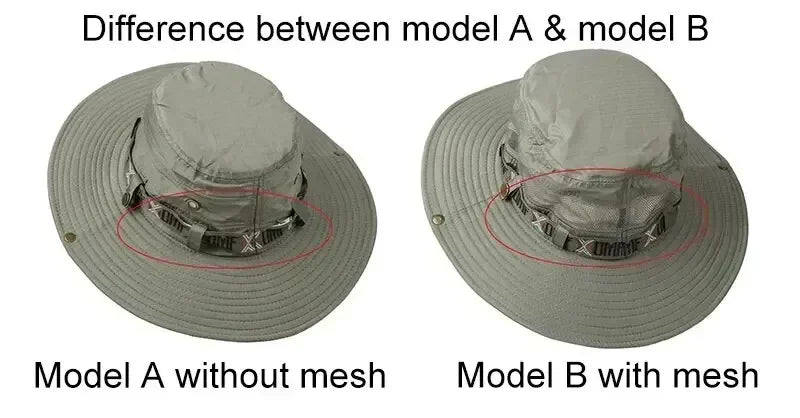Summer Men Outdoor UV Protection Wide Brim Hiking Hat Mesh Fisherman Hat Beach Sunscreen Cap Summer Bucket Hats Men Amagi