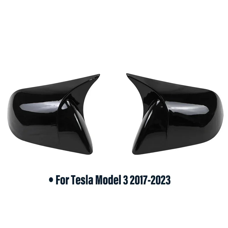 Carbon Fiber Gloss Black Finished Replacement Shell Rearview Mirror Covers Fit For Tesla Model 3 Y Door Side Mirror Caps amabili