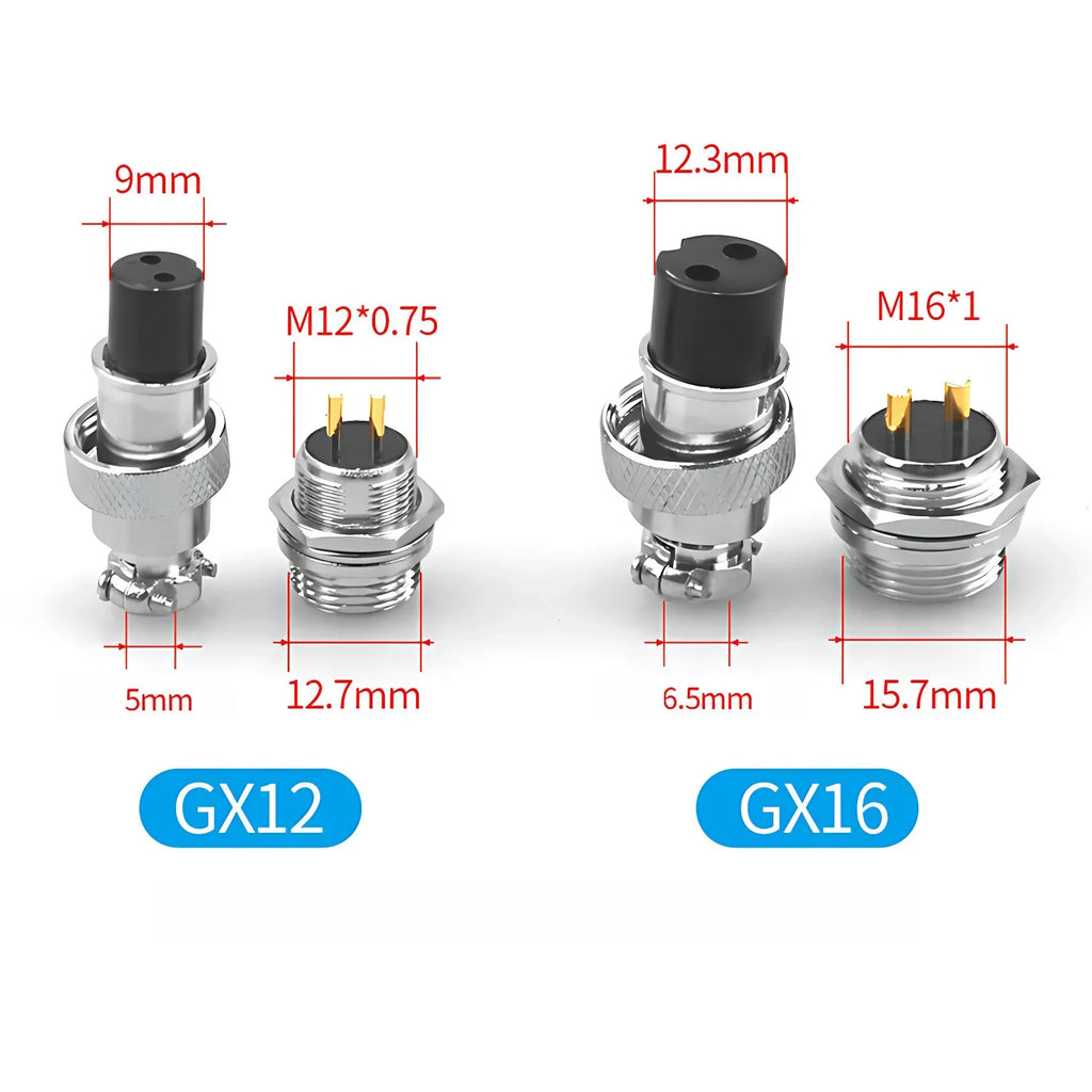 5/20/100 Sets Gold Plated Male&Female Docking Aviation Plug Circular Connector GX16 2 3 4 5 6 7 8 9Pins Electric Wire Connector
