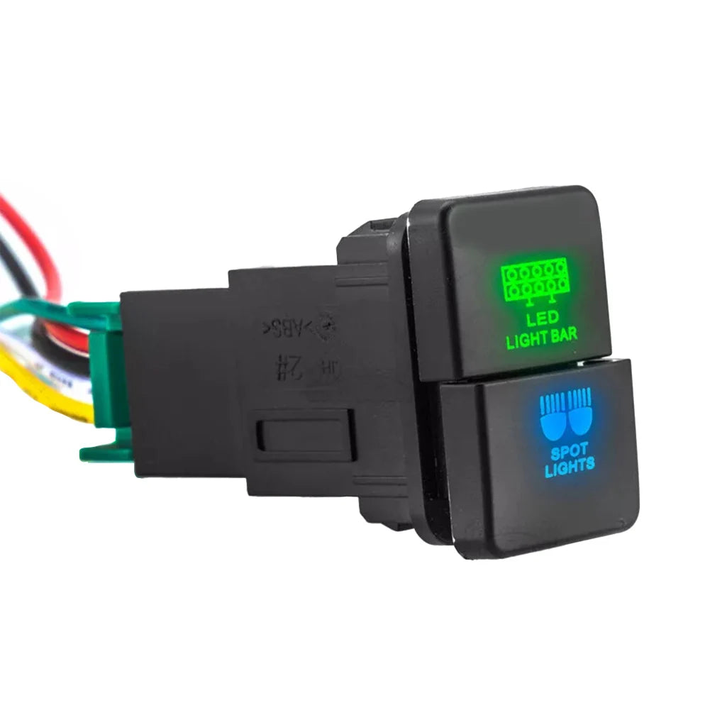 Car Fog Light Dual Push Switch Button LED Light Bar Fog Light W/ Wire For Toyota For Tacoma Button Switch Repair Replace