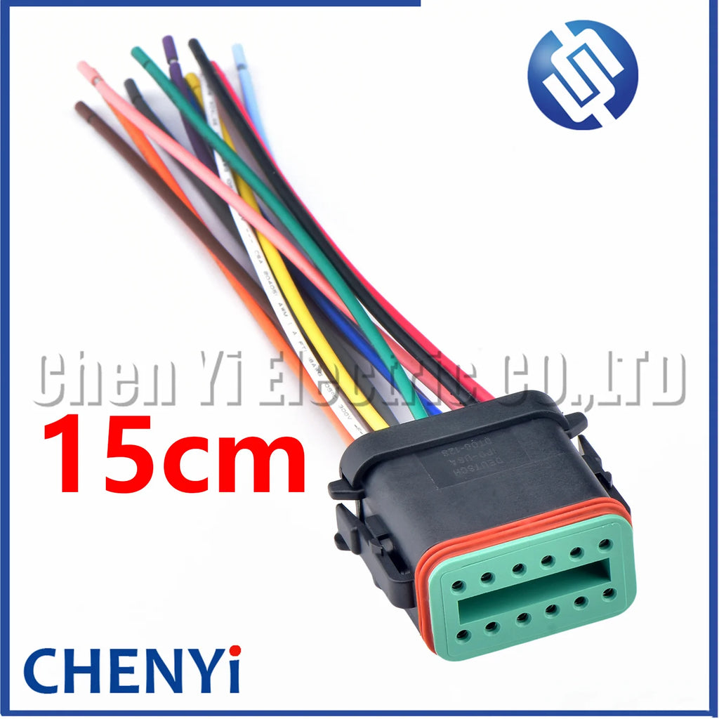 12 Pin Black DT series Connector Waterproof Plug Socket DT06-12S DT04-12P DT06-12S-E005 DT04-12P-E005 with pins For Deutsch