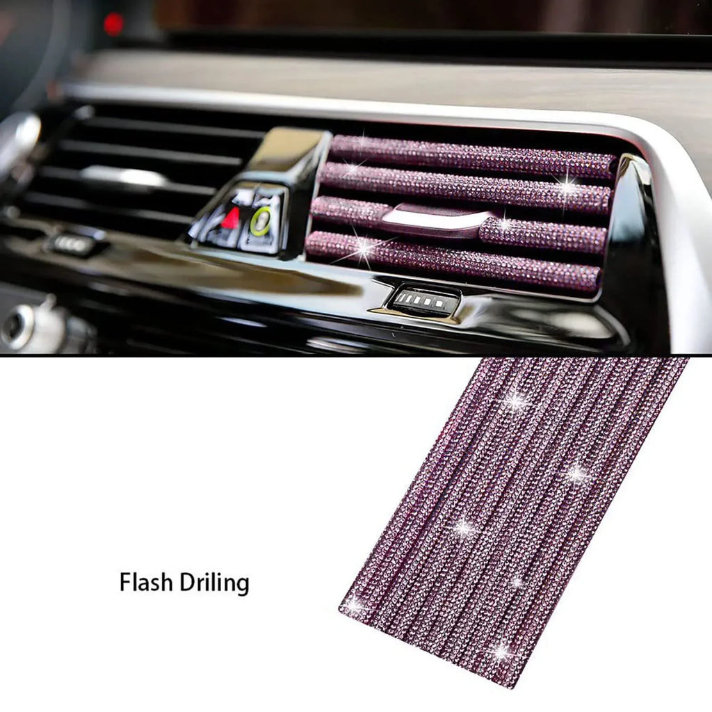 Car Vent Diamond Decorative Strip Fashion Luxury Car Air Conditioning Decoration Stripe Grille Sticker Accessories Amagi