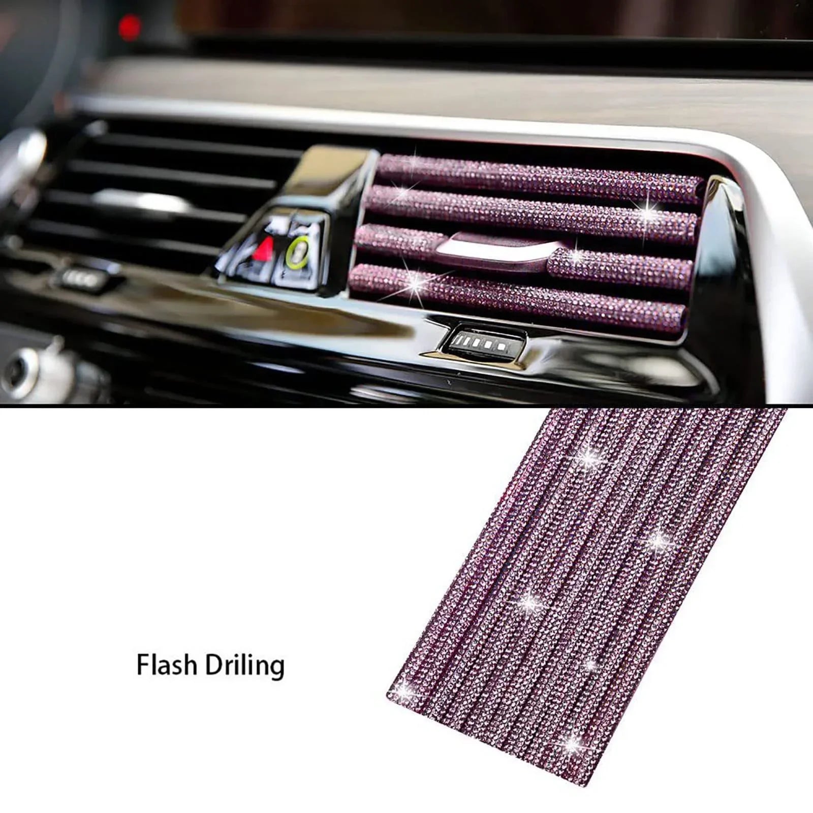 Car Vent Diamond Decorative Strip Fashion Luxury Car Air Conditioning Decoration Stripe Grille Sticker Accessories Amagi