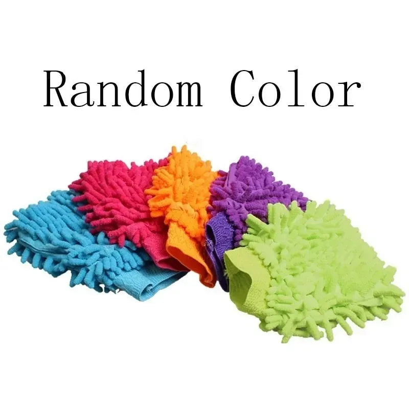 1/3/5PCS Microfiber Car Wash Double-faced Glove Soft Mesh Random Color Detailing Chenille Waterproof Mitt Car Cleaning Tool