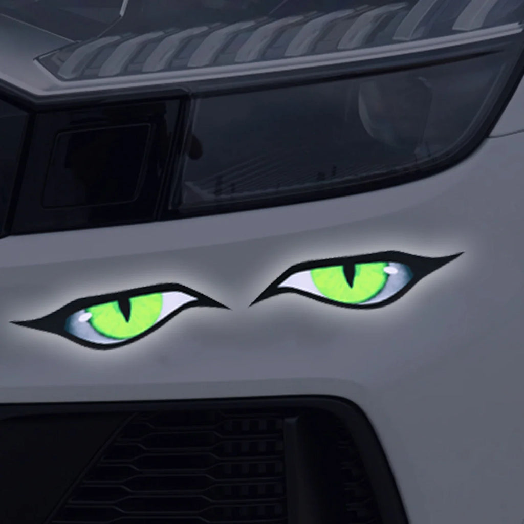 3D Reflective Eyes Stickers for Motorcycle Scooter Windshield Auto Decorative Night Light Safety Front Car Stickers Waterproof