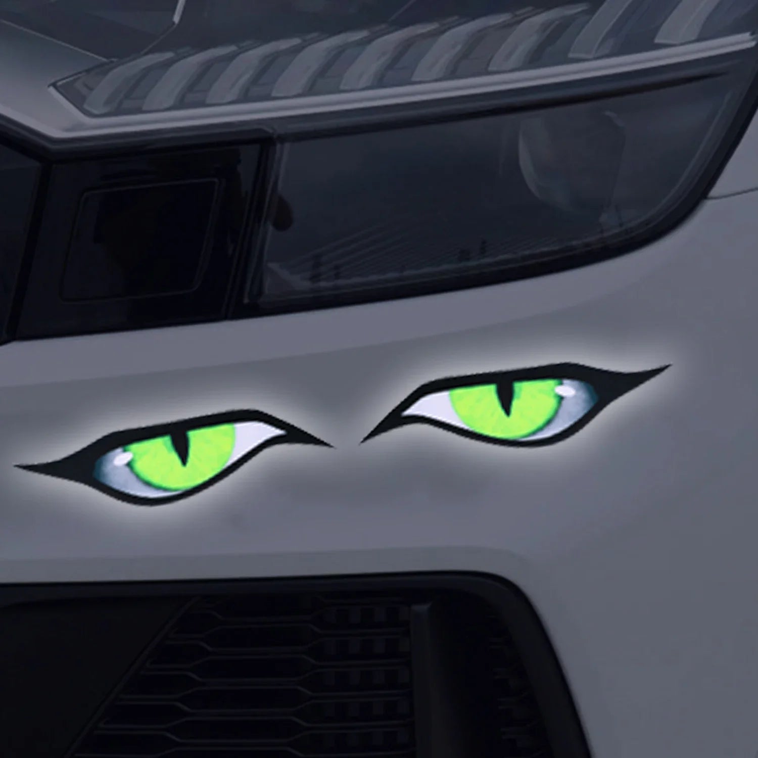 3D Reflective Eyes Stickers for Motorcycle Scooter Windshield Auto Decorative Night Light Safety Front Car Stickers Waterproof