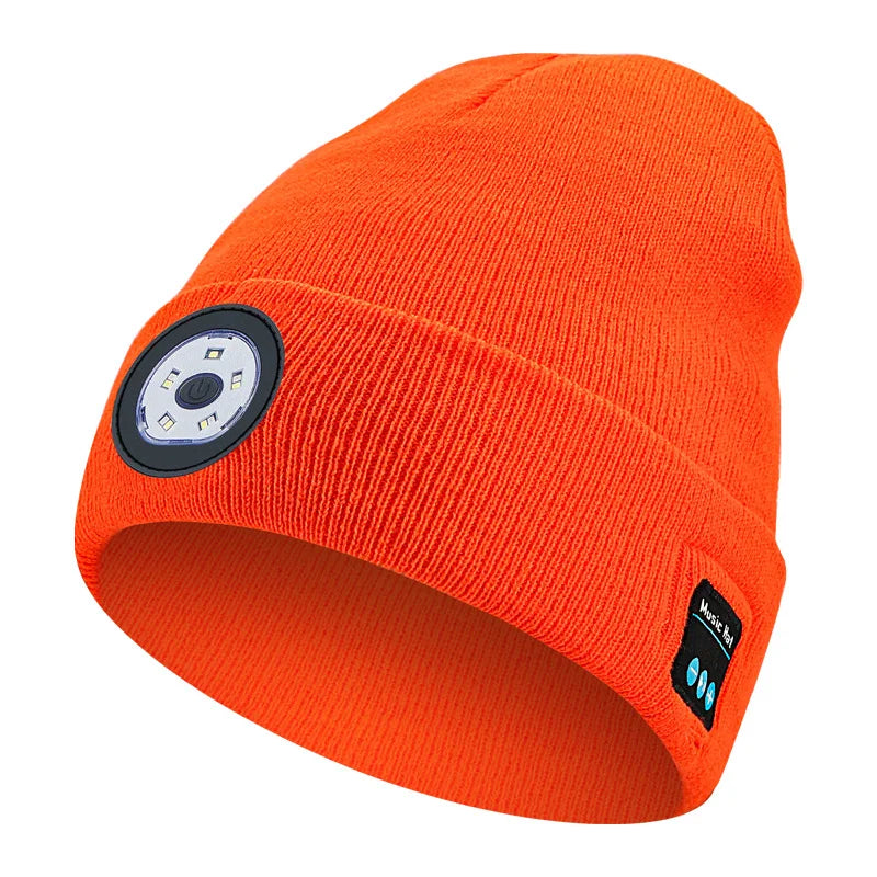 LED Lighted Beanie Hat USB Rechargeable Unisex Warm Winter Knitted Cap Headlamp Flashlight For Night Running Cycling Amagi