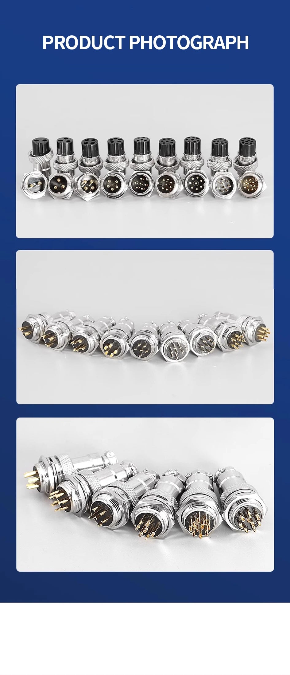 5/20/100 Sets Gold Plated Male&Female Docking Aviation Plug Circular Connector GX16 2 3 4 5 6 7 8 9Pins Electric Wire Connector