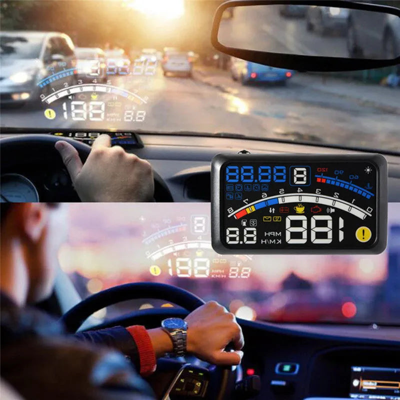 Digital HUD Speedometer Performance LCD Display HUD Display Car General OBD2 Driving Computer Car Speed Reflective Car Display
