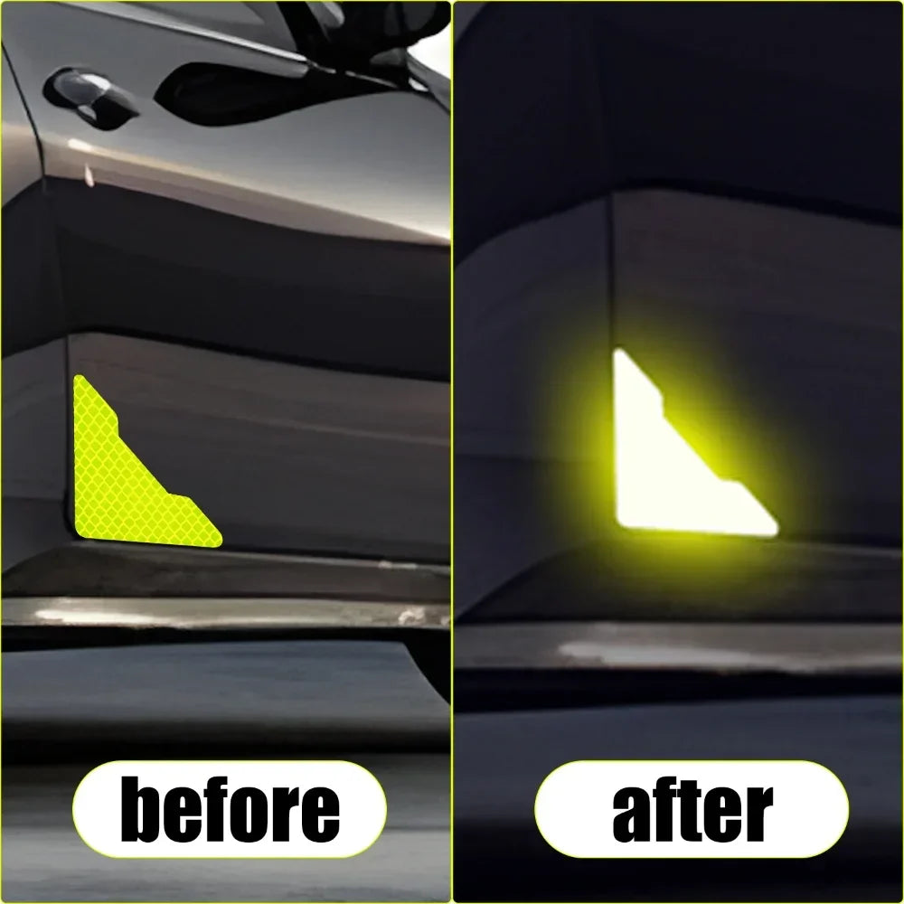 Reflective Car Door Corner Protector Stickers High Visibility Night Glow Safety Warning Anti Collision Decals for Auto Bumper