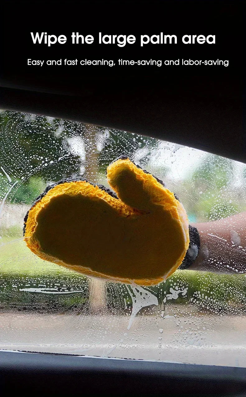 Car Washing Gloves Double Sided Coral Fleece Thickened Super Absorbent Car Wiping Gloves Cleaning Tools Amagi