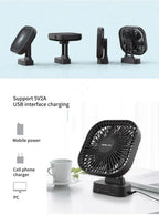 AD-Desktop Mini Rechargeable USB Fan With Timer Foldable 3 Speed 7 Leaf Portable Quiet Fan For Office Outdoor Camping Amagi