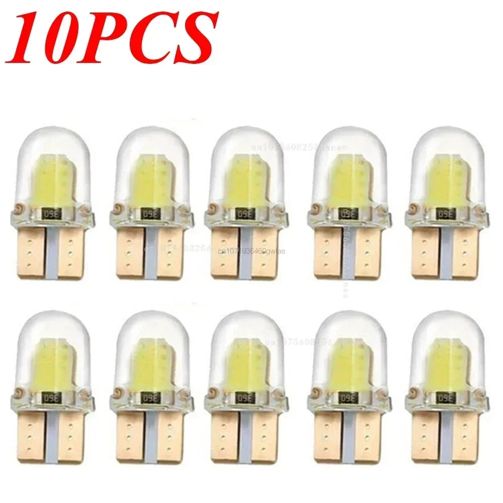 10pcs Car Interior Lamps T10 194 168 W5W COB 4 SMD LED CANBUS Silica Bright White Wedge Clearance License Light Bulbs Car Amagi