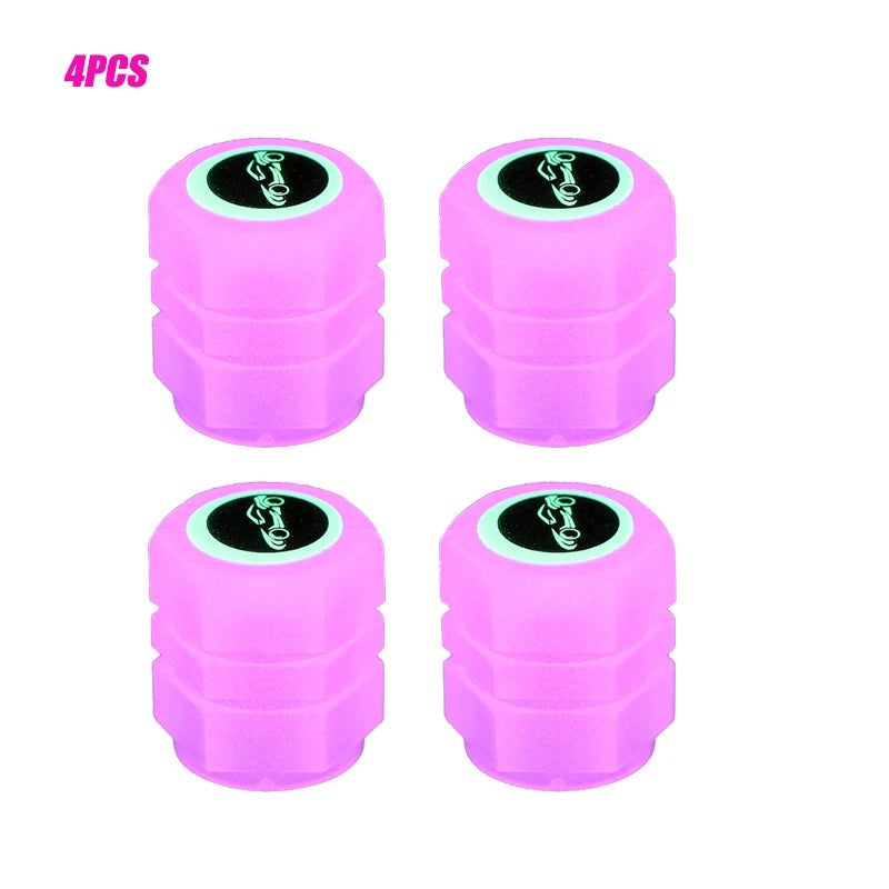 5 Types Luminous Pink Valves Covers Tire Nipple Caps with Car Logo Fluorescence Light Valve Cap for Bike Motorcycle 4Pcs