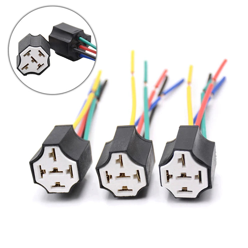 5 pins Auto relay socket 5 pin relay connector plug Ceramic Relay Holder Seat High Relay With Pins Ceramic Car relay holder