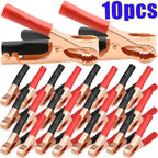 10/2pcs MINI Battery Clip Car Grounding Wire Crocodile Clip Power Clip Full Sheath Fish Clips 70MM Connectors Alligator Clips