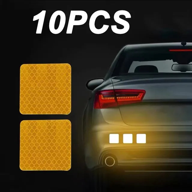 10pcs/set Car Bumper Reflective Safety Strip Stickers Car Reflective Sticker Reflective Warning Safety Tape Stickers Decals
