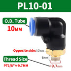 PL Push to Connect Tube Fitting Male Elbow PL4/6/8/10/12mm Tube OD x M5/01/02/03/04 Thread Pneumatic Air Push Fit Lock Fitting