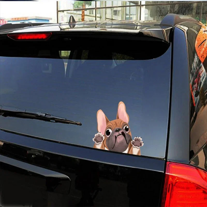 Car Styling Cartoon Dog Stickers French Bulldog Windscreen Vinyl Decal Decor Waterproof Creative Car Stickers Decoration 12*10cm