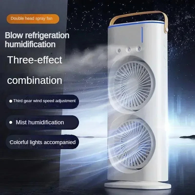 Cross Border Mini Electric Fan with Spray Cooling Function Portable Air Conditioning Household Desktop Use with LED Light Amagi