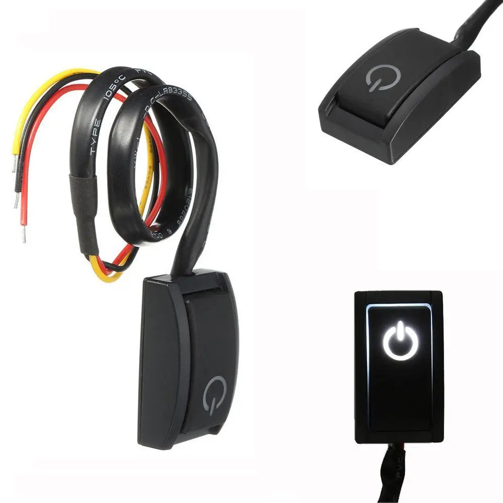 Car Push Button Latching Switch Plastic DC12V 200mA 2.4W LED Light Car Push Button Latching Turn ON/OFF Switch