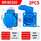 IP54 16A Outdoor Socket with Flip Cover | Euro/UK/BR Plug Waterproof for Garden & Industrial Use - Heavy Duty Explosion-Proof