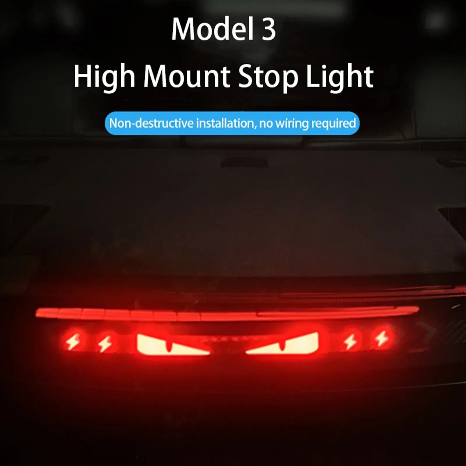 For Tesla Model 3 Highland Car High Mounted Taillight Brake Lamp Car Brake Projection Board PVC Tail Light Emblem Stickers Amagi
